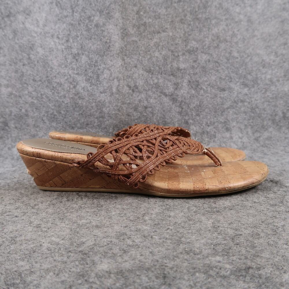 Comfort Plus by Predictions Shoes Womens 9 Sandals Fashion Wedge Slip On Brown